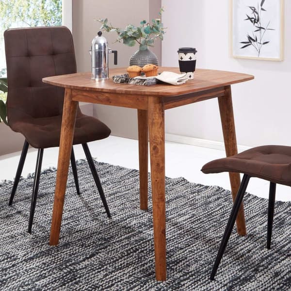 Rootz rumsmatbord Sheesham 80x78x80 cm massivt träbord - Designer köksbord trä - Massivt träbord Rustik - Matbord Massivt äkta trä Modernt