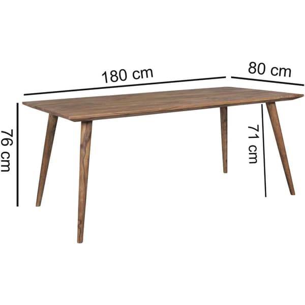 Rootz spisebord 180 x 80 x 76 cm Sheesham rustikt massivt træ - Design landsted spisebord - Bord til spisestue stort - 6 - 8 personer