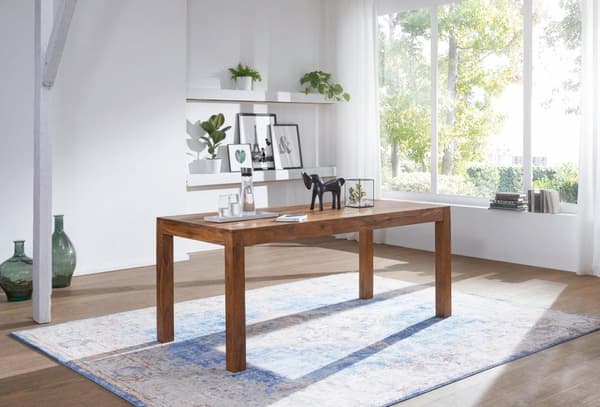 Rootz ruokapöytä massiivipuuta sheesham 120 cm ruokapöytä puinen pöytä design keittiöpöytä maalaistyylinen tummanruskea