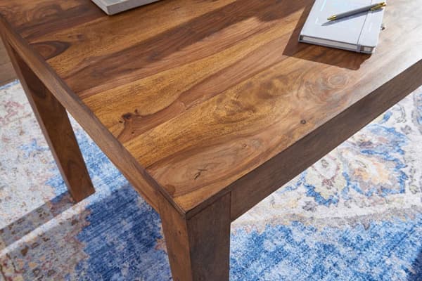 Rootz ruokapöytä massiivipuuta sheesham 120 cm ruokapöytä puinen pöytä design keittiöpöytä maalaistyylinen tummanruskea
