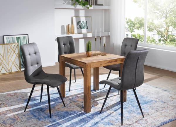 Rootz spisebord massivt træ sheesham 80 cm spisebord træbord design køkkenbord i landlig stil mørkebrun