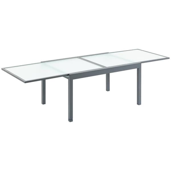 Rootz Trädgårdsmatbord - Utdragbart Trädgårdsmatbord - Bord - Aluminiumrör/härdat glas - Grå/Matt Vit - 270 x 90 x 73 cm