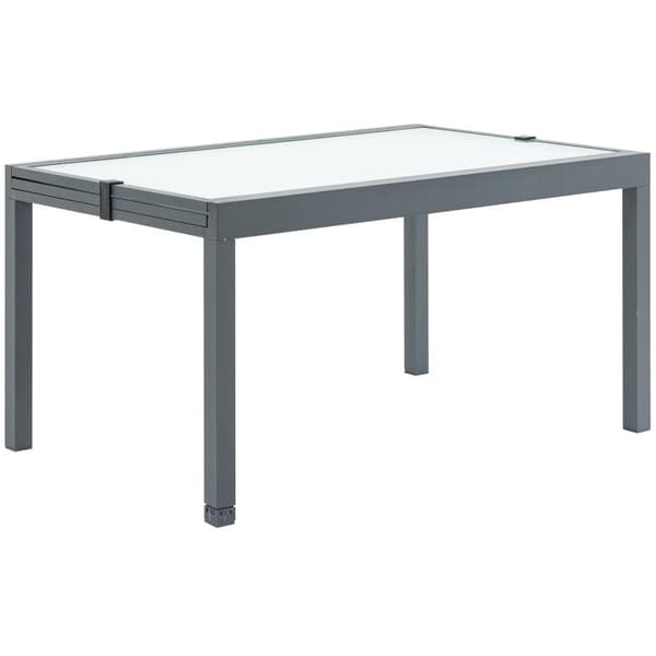 Rootz Trädgårdsmatbord - Utdragbart Trädgårdsmatbord - Bord - Aluminiumrör/härdat glas - Grå/Matt Vit - 270 x 90 x 73 cm