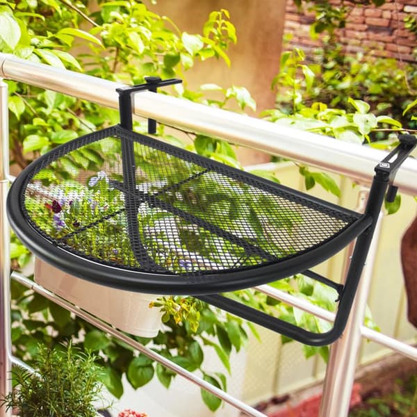 Rootz Balkonbord - Hængebord - Højdejusterbar - Terrasse - Metal - Sort - 60 x 45 x 50 cm