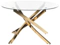 Miniatyrbillede 4 af 6: Spisebord guld metalben glasplade rund ⌀120 cm til 4 personer moderne design