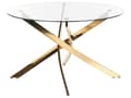 Miniatyrbillede 1 af 6: Spisebord guld metalben glasplade rund ⌀120 cm til 4 personer moderne design