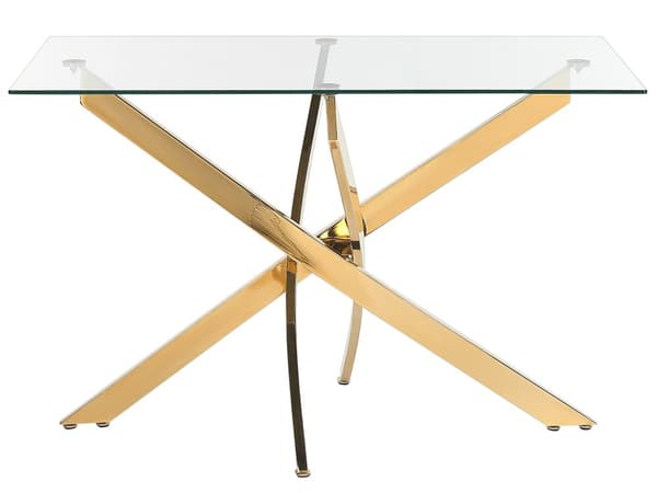 Matbord Guld Härdad Glasskiva Rektangulär 120 x 70 cm Kryssben Modern Design
