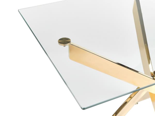 Matbord Guld Härdad Glasskiva Rektangulär 120 x 70 cm Kryssben Modern Design