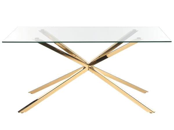 Matbord Guld med glasskiva Rektangulärt 160 x 90 cm 4 personer Modern design