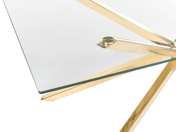 Matbord Guld med glasskiva Rektangulärt 160 x 90 cm 4 personer Modern design