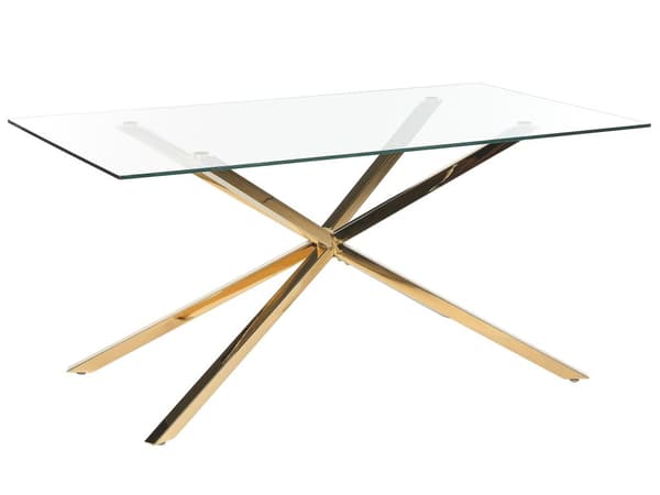 Matbord Guld med glasskiva Rektangulärt 160 x 90 cm 4 personer Modern design