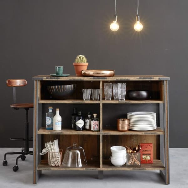 Rootz Living Room Bar Counter - Home Bar - Pub Table - Drink Stand - Cocktail Desk - Beverage Counter - Brown - 140x105x48 cm