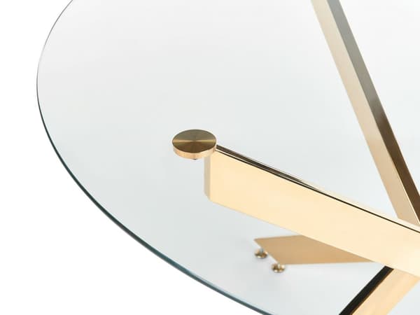 Spisebord i gull med herdet glassplate rundt ⌀ 120 cm 4 personer Moderne design
