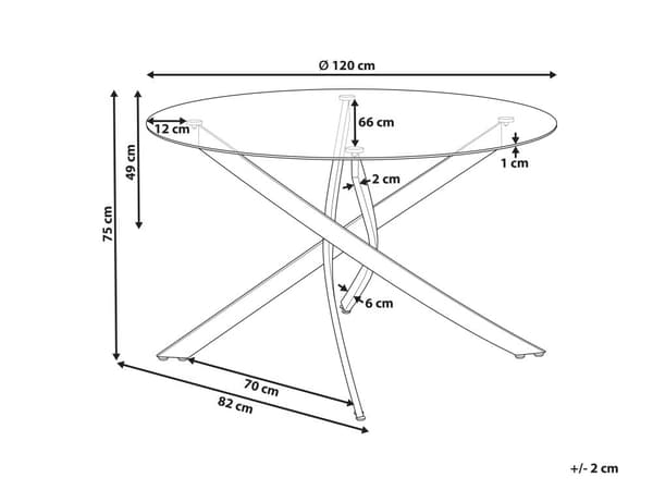 Spisebord med sølvfarget herdet glassplate rund ⌀ 120 cm 4 personer Moderne design
