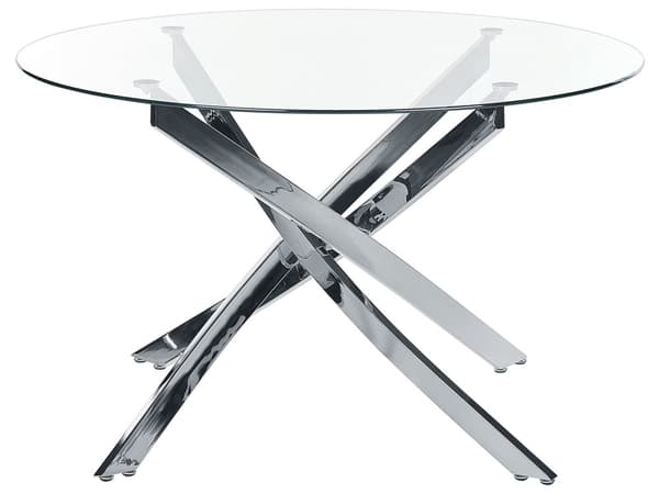Spisebord med sølvfarget herdet glassplate rund ⌀ 120 cm 4 personer Moderne design