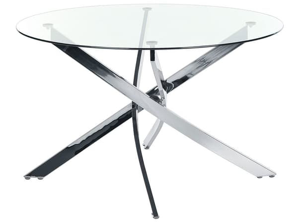 Spisebord med sølvfarget herdet glassplate rund ⌀ 120 cm 4 personer Moderne design