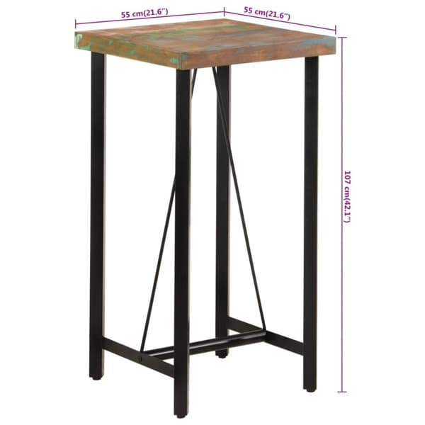 vidaXL barbord 55x55x107 cm massivt genbrugstræ og jern