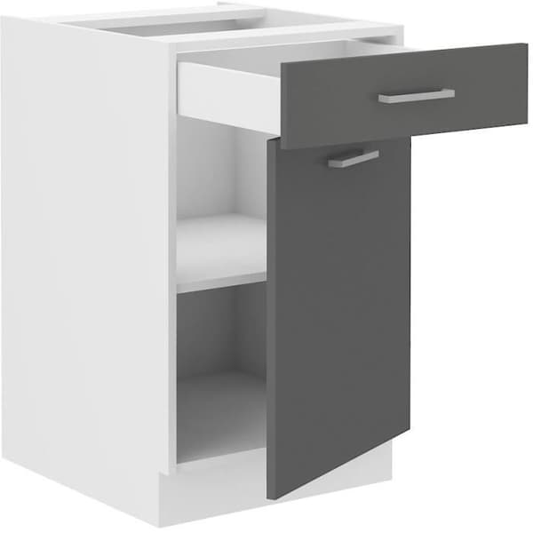 Köksunderdel - 1 dörr 1 låda - Grå dekor - L 50 x D 60 x H 86 cm - PREGO