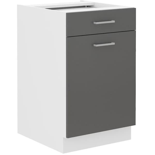 Köksunderdel - 1 dörr 1 låda - Grå dekor - L 50 x D 60 x H 86 cm - PREGO