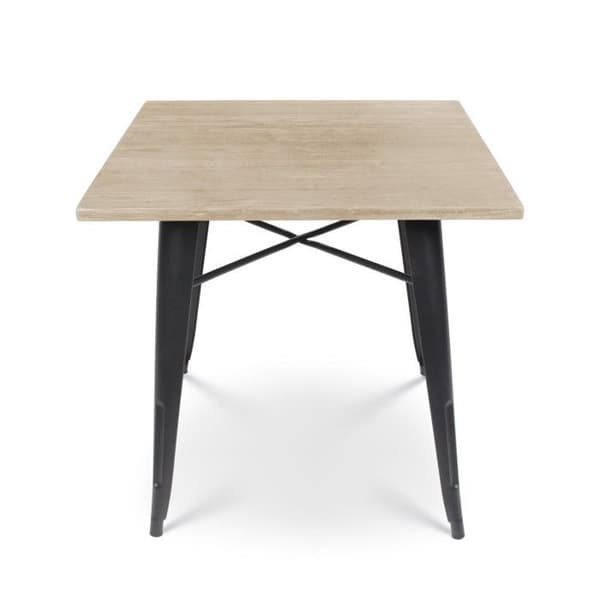 Kardinal fyrkantig - KOSMI - Modell Fabrik loft - Svart metall - Ljus naturlig trä - 4 platser