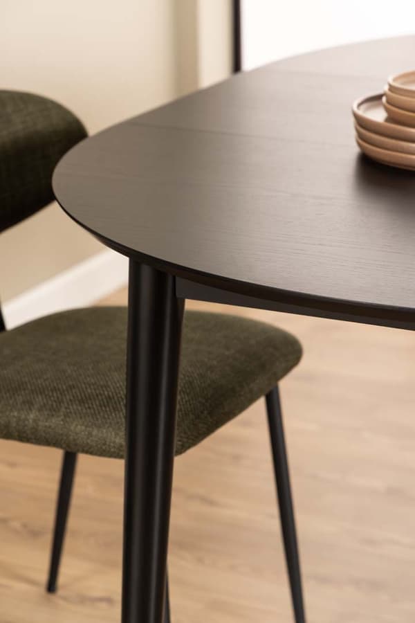 Montreux spisebord Ø115/154cm inkl. tilleggsplater svart.