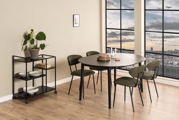 Montreux spisebord Ø115/154cm inkl. tilleggsplater svart.