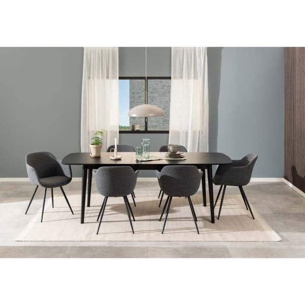 Montreux spisebord 90x180/219cm inkl. tilleggsplater svart.