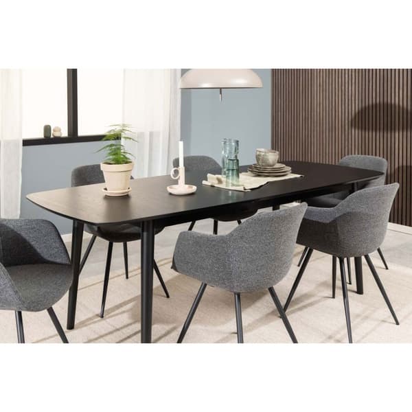 Montreux spisebord 90x180/219cm inkl. tilleggsplater svart.