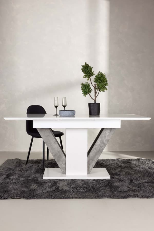 Disa spisebord 80x120cm, med uttrekk med tilleggsplater hvit.