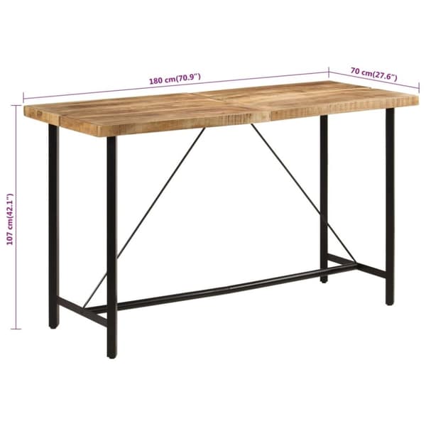vidaXL barbord 180x70x107 cm massivt mangotræ og jern