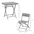 Miniatyrbillede 3 af 6: Rootz Polyrattan Bistrosæt - Til 2 personer - Siddegruppe - Rattan Havemøbelsæt - Grå - 60L x 60B x 72H cm