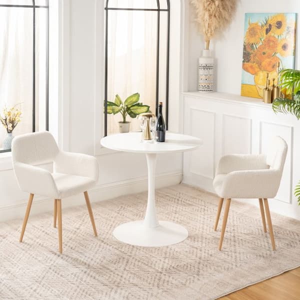 MYSIGA MÖBLER Skandinaviskt Runt Matbord 2-4 Personer för Vardagsrum Kök, Tillverkat av Trä och Metall, Vit, 80x80x73cm
