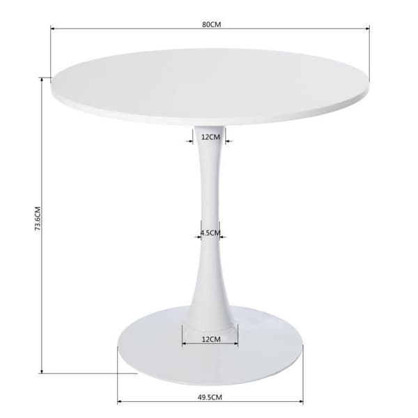 MYSIGA MÖBLER Skandinaviskt Runt Matbord 2-4 Personer för Vardagsrum Kök, Tillverkat av Trä och Metall, Vit, 80x80x73cm