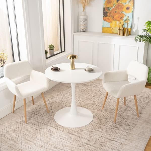 MYSIGA MÖBLER Skandinaviskt Runt Matbord 2-4 Personer för Vardagsrum Kök, Tillverkat av Trä och Metall, Vit, 80x80x73cm