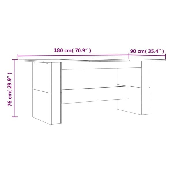 vidaXL Spisebord grå sonoma 180x90x76 cm konstruert tre