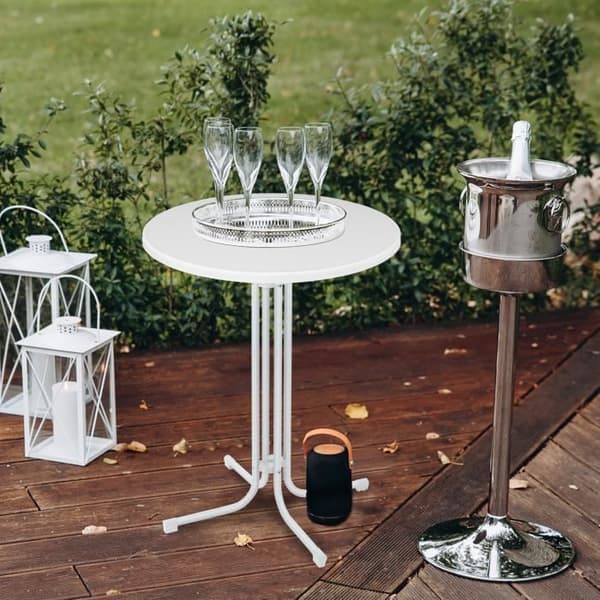 Barhögt bord - XMTECH - Ø80 cm - Fällbart - Väderbeständig - Vit