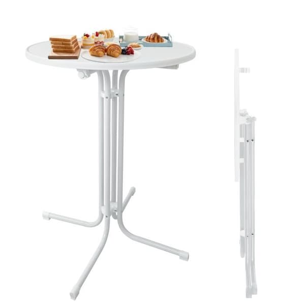 Barhögt bord - XMTECH - Ø80 cm - Fällbart - Väderbeständig - Vit