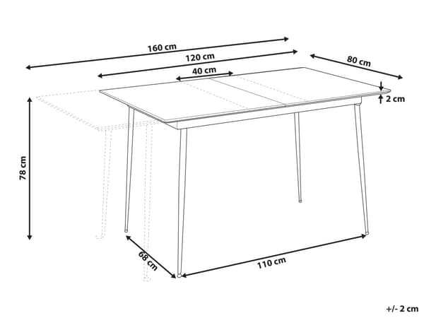 Ruokapöytä harmaa 120/160 x 80 x 75 cm MDF-levy teräs kuuden hengen jatkettava suorakulmainen moderni