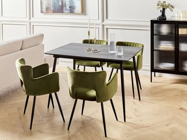 Ruokapöytä harmaa 120/160 x 80 x 75 cm MDF-levy teräs kuuden hengen jatkettava suorakulmainen moderni