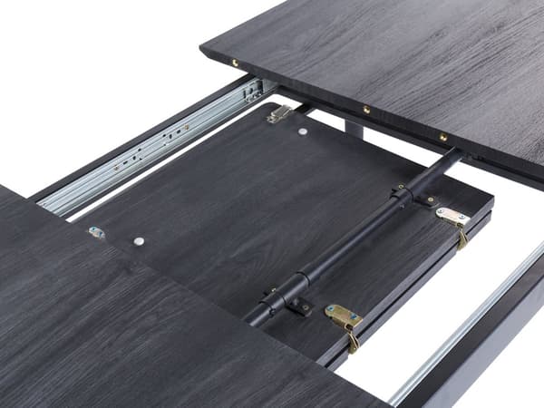 Ruokapöytä harmaa 120/160 x 80 x 75 cm MDF-levy teräs kuuden hengen jatkettava suorakulmainen moderni