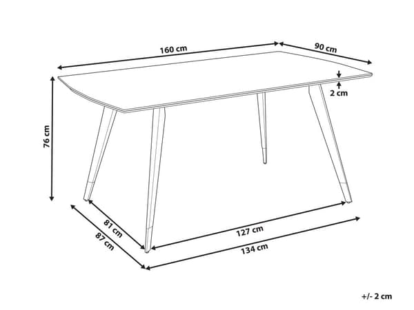 Ruokapöytä musta 160 x 90 cm MDF-levy teräsjalat kuudelle suorakulmainen kiiltävä pinta moderni