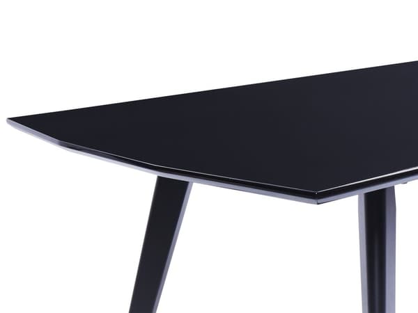 Ruokapöytä musta 160 x 90 cm MDF-levy teräsjalat kuudelle suorakulmainen kiiltävä pinta moderni