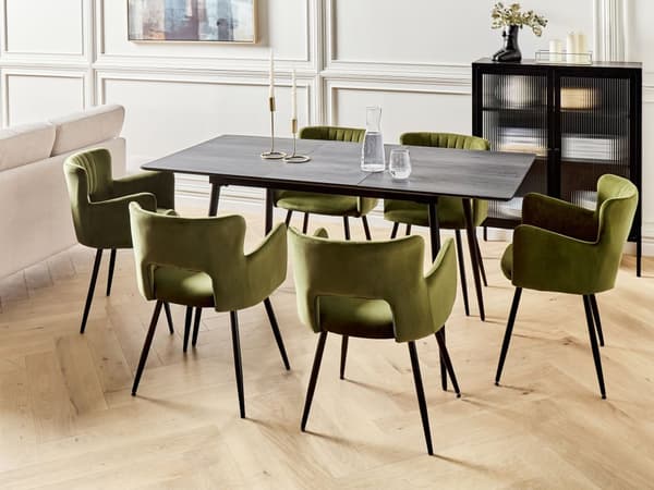 Matbord Grå MDF Svart Stålben 120/160 x 80 cm Utdragbar Bordsskiva Rektangulärt Modern Design Kök Matsal