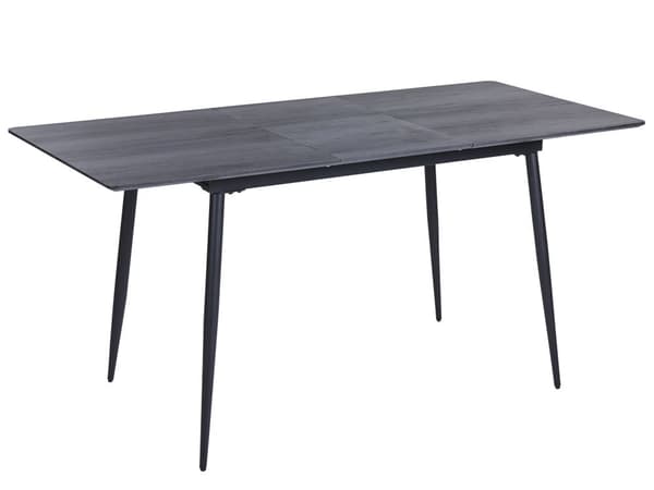 Matbord Grå MDF Svart Stålben 120/160 x 80 cm Utdragbar Bordsskiva Rektangulärt Modern Design Kök Matsal