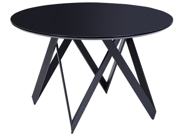 Runt Matbord Svart MDF Blank Bordsskiva Metall Stål Ben 120 cm 4 Personer Köksmöbler Matsal