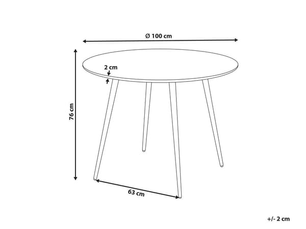 Runt Matbord Ljust Trä MDF Bordsskiva Metall Stål Ben 100 cm 4 Personer Köksmöbler Matsal
