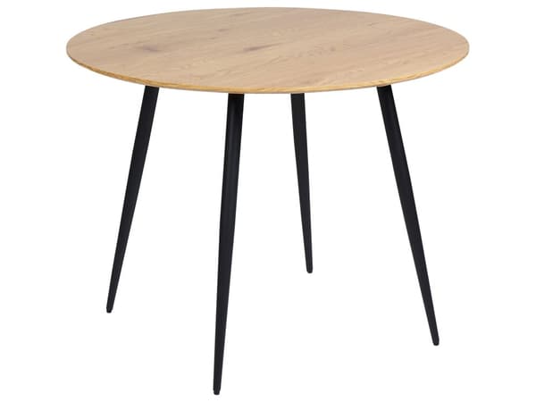 Runt Matbord Ljust Trä MDF Bordsskiva Metall Stål Ben 100 cm 4 Personer Köksmöbler Matsal