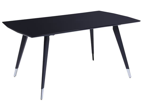 Rektangulært sort blankt MDF metalben base 160 x 90 cm bistrobord til spisestue køkken til 6 personer