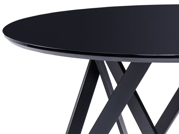 Rundt bord sort blank MDF-plade metalben base 120 cm bistro til køkken spisestue til 4 personer