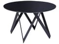 Miniatyrbillede 1 af 6: Rundt bord sort blank MDF-plade metalben base 120 cm bistro til køkken spisestue til 4 personer